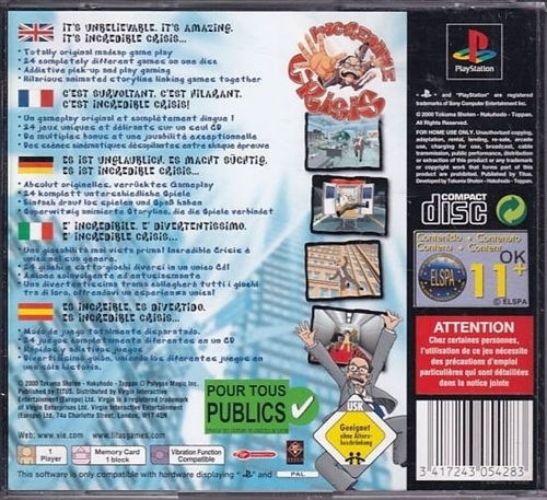 Incredible Crisis - White Label - PS1 (B Grade) (Genbrug)